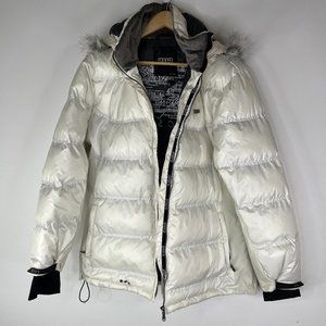 2117 OF SWEDEN Women Puffer White Faux Fur Trim Full Zip Ski Jacket